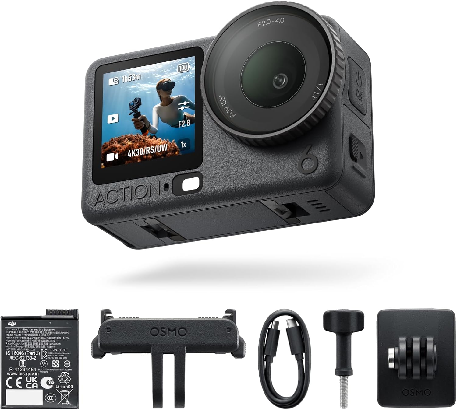 DJI Osmo Action 6, caméra d'action étanche 20 m avec capteur de profondeur